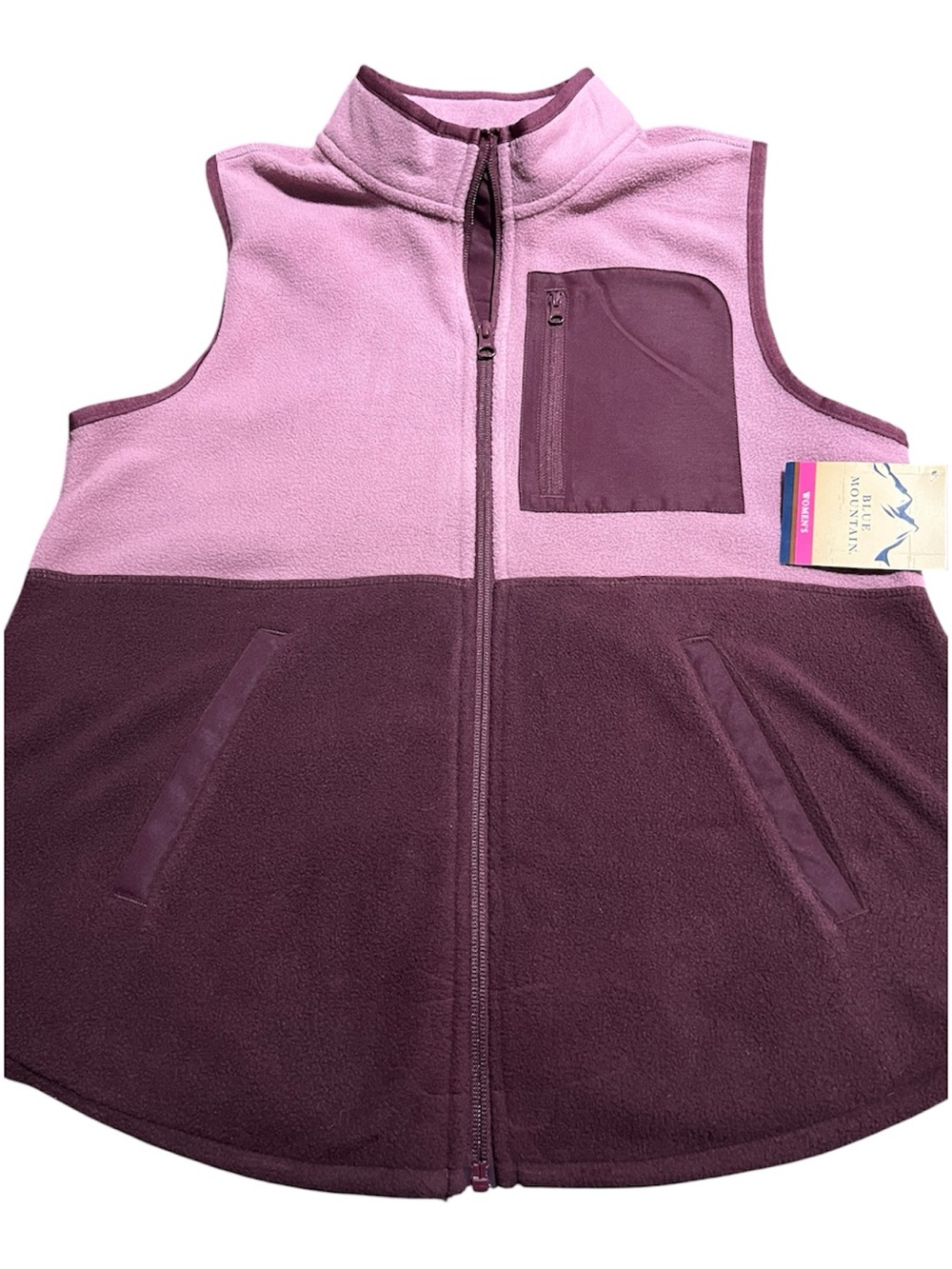 Two-Tone Pink & Plum Fleece Vest - Unbranded